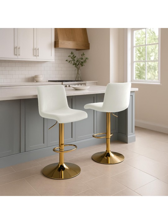 Tabouret de bar Hoover velours G, crème