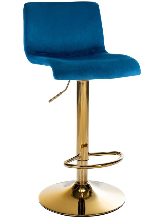 Tabouret de bar Hoover velours G, bleu
