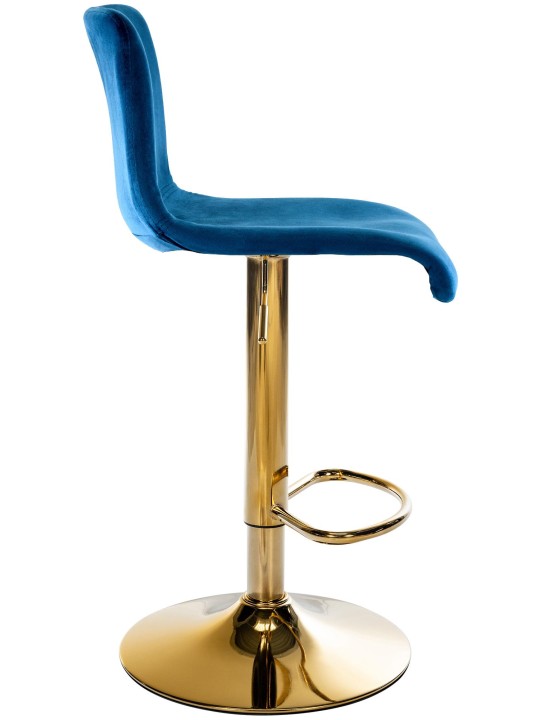 Tabouret de bar Hoover velours G, bleu