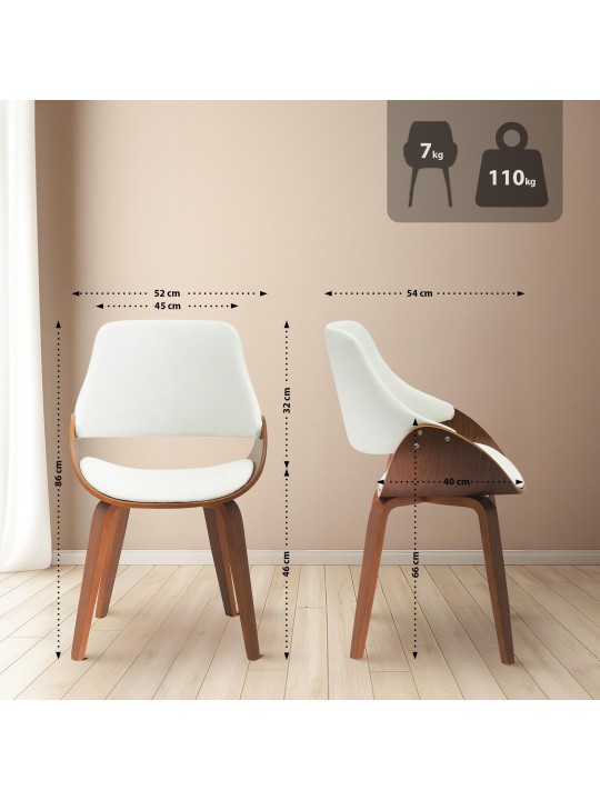 Lot de 2 chaises de salle à manger Vangale, noyer/blanc