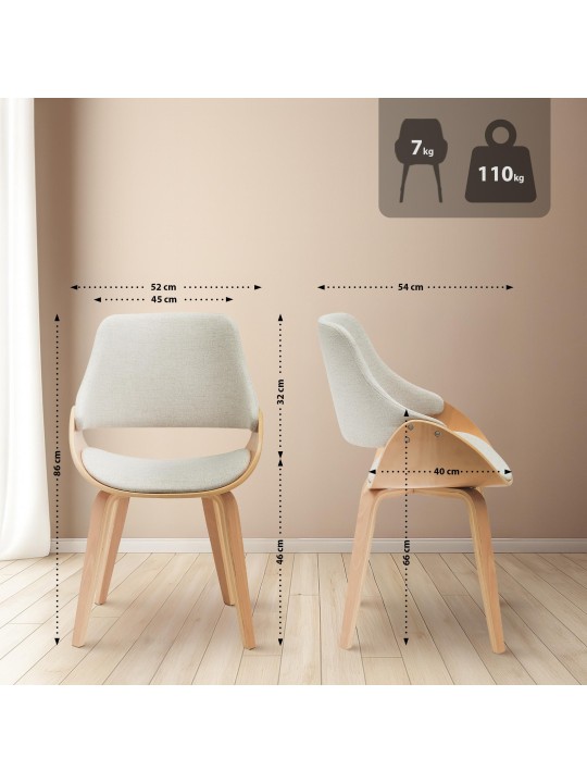 Lot de 2 chaises de salle à manger Vangale, naturel/crème