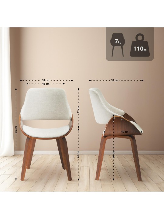 Lot de 2 chaises de salle à manger Vangale, noyer/crème