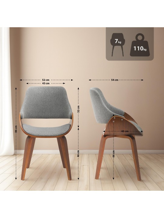 Lot de 2 chaises de salle à manger Vangale, noyer/gris foncé