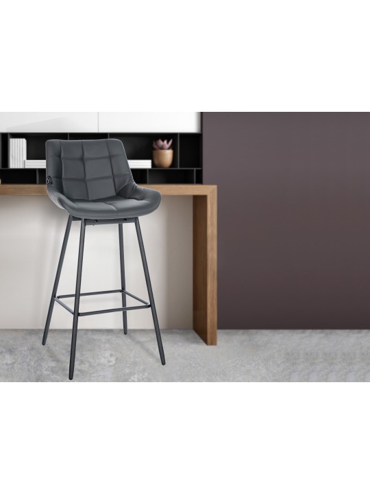 Ensemble de 4 tabourets de bar pivotants Weston simili cuir, gris