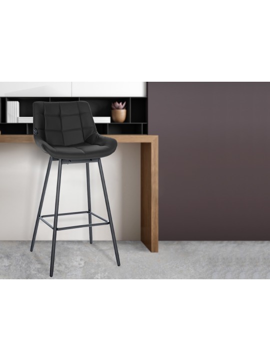 Ensemble de 4 tabourets de bar pivotants Weston simili cuir, noir