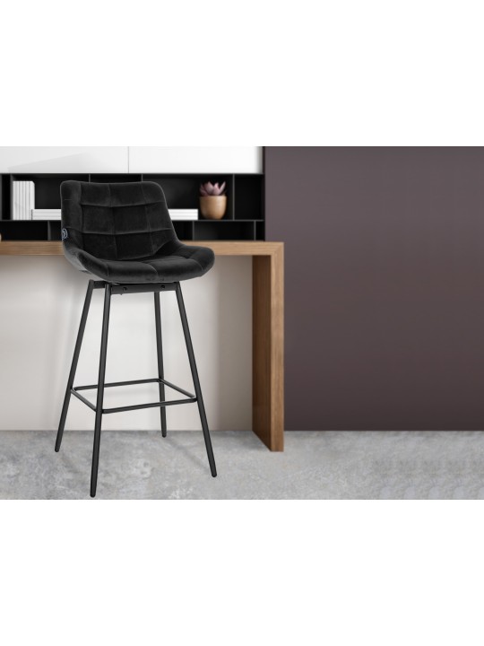 Ensemble de 4 tabourets de bar pivotants en velours Weston, noir