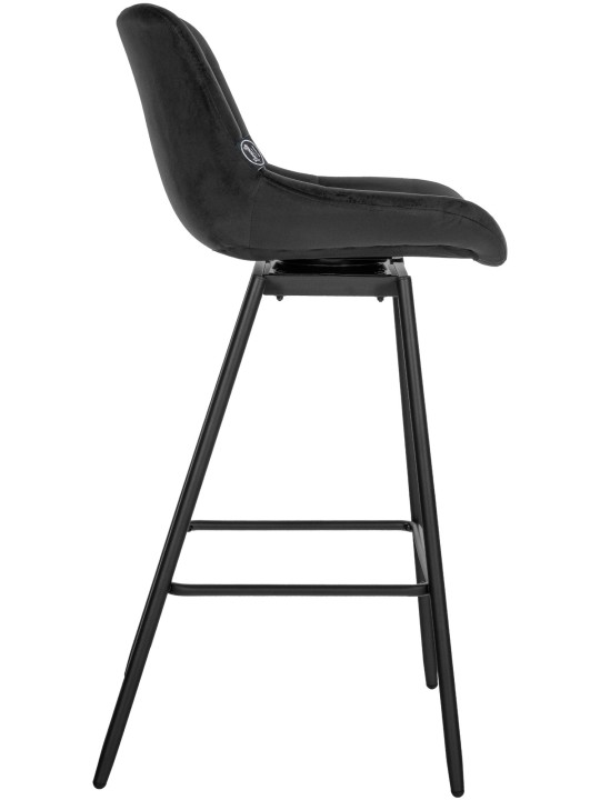 Ensemble de 4 tabourets de bar pivotants en velours Weston, noir