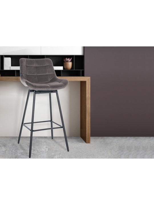 Ensemble de 4 tabourets de bar pivotants en velours Weston, gris