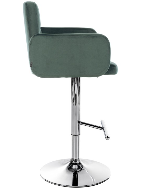 Lot de 2 tabourets de bar Los Angeles velours chrome, vert foncé Lot de 2 tabourets de bar Los Angeles velours chrome, vert foncé