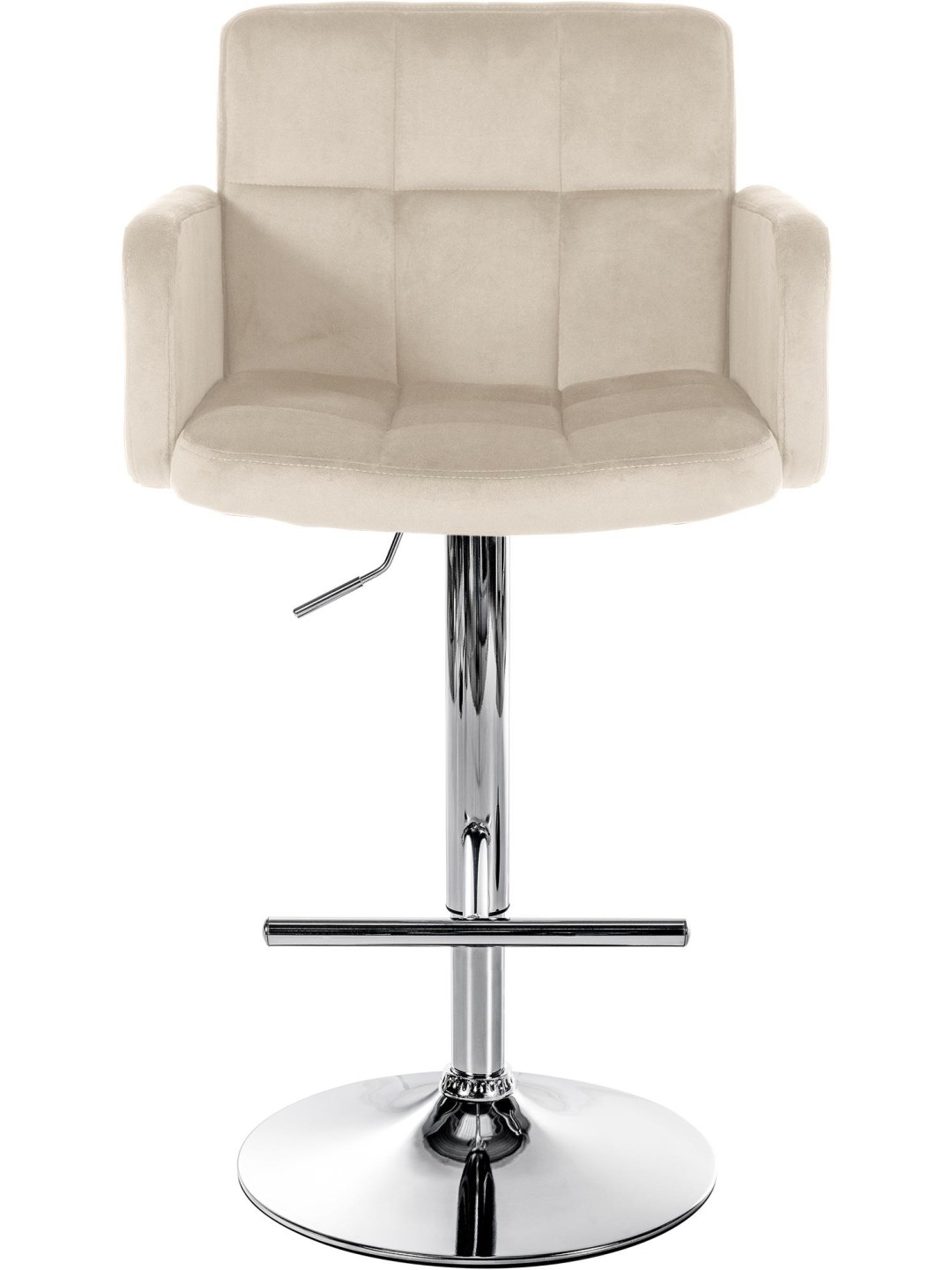 Lot de 2 tabourets de bar Los Angeles velours chrome, crème