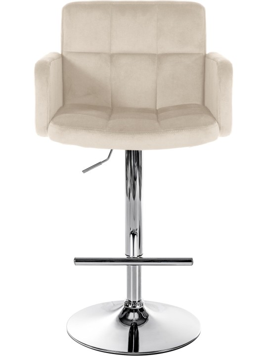 Lot de 2 tabourets de bar Los Angeles velours chrome, crème