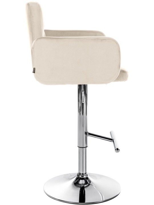 Lot de 2 tabourets de bar Los Angeles velours chrome, crème