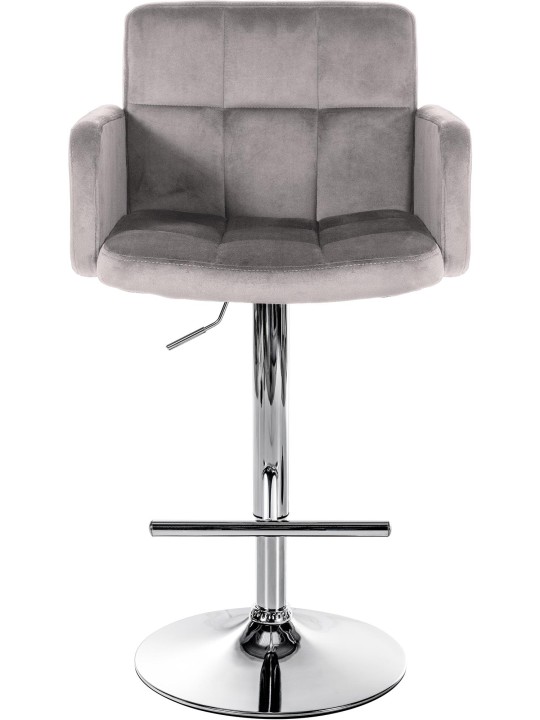 Lot de 2 tabourets de bar Los Angeles velours chrome, gris