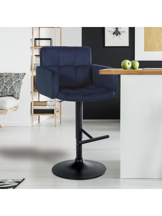 Lot de 2 tabourets de bar Los Angeles velours, bleu Lot de 2 tabourets de bar Los Angeles velours, bleu