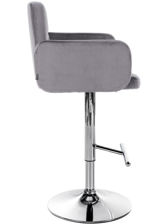 Lot de 2 tabourets de bar Los Angeles velours chrome, gris foncé Lot de 2 tabourets de bar Los Angeles velours chrome, gris foncé