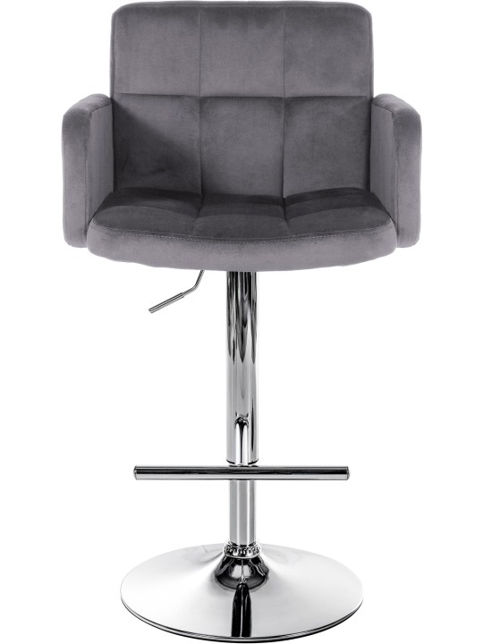 Lot de 2 tabourets de bar Los Angeles velours chrome, gris foncé Lot de 2 tabourets de bar Los Angeles velours chrome, gris foncé