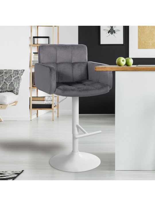 Lot de 2 tabourets de bar Los Angeles velours, gris foncé Lot de 2 tabourets de bar Los Angeles velours, gris foncé