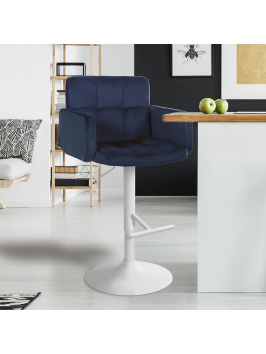 Lot de 2 tabourets de bar Los Angeles velours, bleu Lot de 2 tabourets de bar Los Angeles velours, bleu