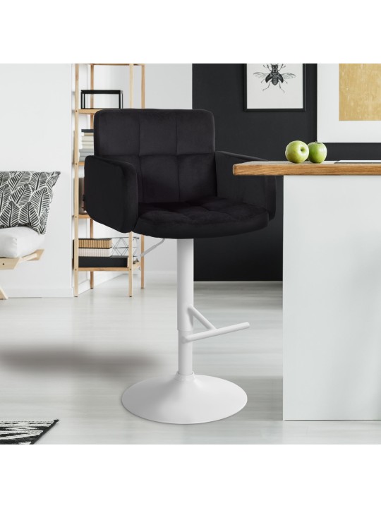 Lot de 2 tabourets de bar Los Angeles velours, noir Lot de 2 tabourets de bar Los Angeles velours, noir