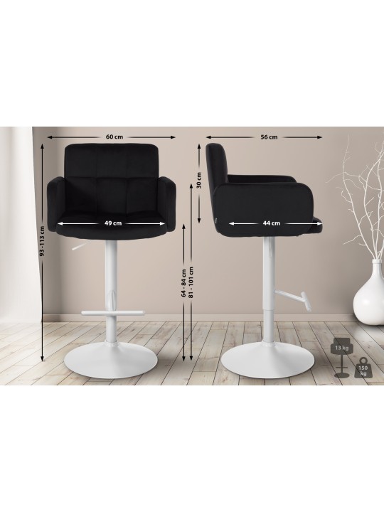 Lot de 2 tabourets de bar Los Angeles velours, noir Lot de 2 tabourets de bar Los Angeles velours, noir