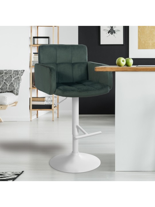 Lot de 2 tabourets de bar Los Angeles velours, vert foncé Lot de 2 tabourets de bar Los Angeles velours, vert foncé