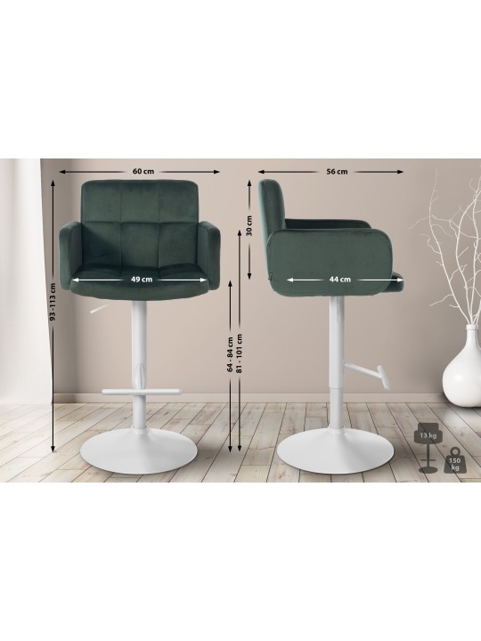 Lot de 2 tabourets de bar Los Angeles velours, vert foncé Lot de 2 tabourets de bar Los Angeles velours, vert foncé