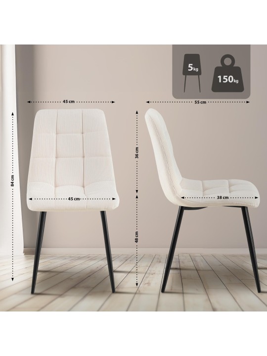 Lot de 2 chaises de salle à manger Antibes Cord, crème Lot de 2 chaises de salle à manger Antibes Cord, crème