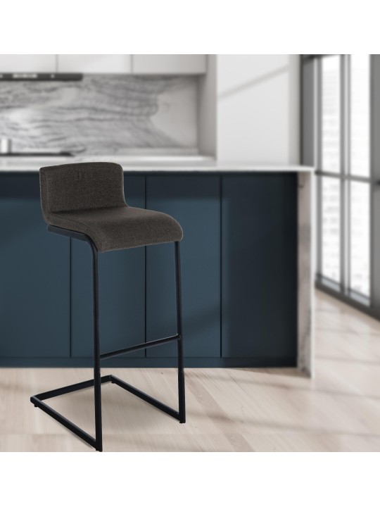 Lot de 2 tabourets de bar Newport B tissu, gris foncé