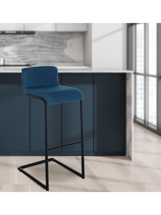 Lot de 2 tabourets de bar Newport B tissu, bleu