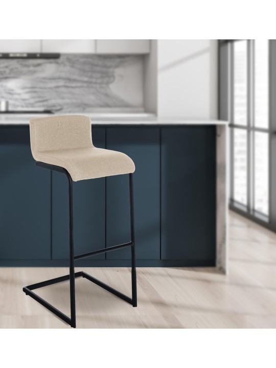 Lot de 2 tabourets de bar Newport B tissu, crème