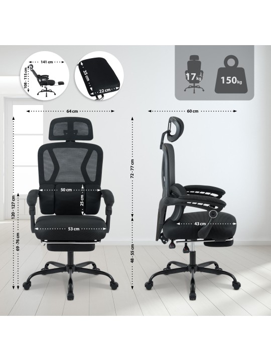 Chaise de bureau Liberton, noir