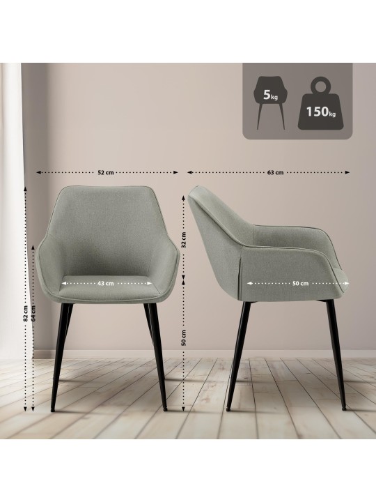 Chaise de salle à manger Vessa tissu, gris clair Chaise de salle à manger Vessa tissu, gris clair