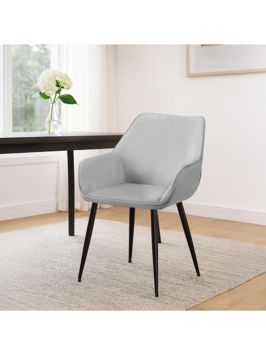 Chaise de salle à manger Vessa velours, gris clair