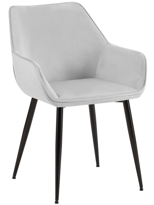 Chaise de salle à manger Vessa velours, gris clair
