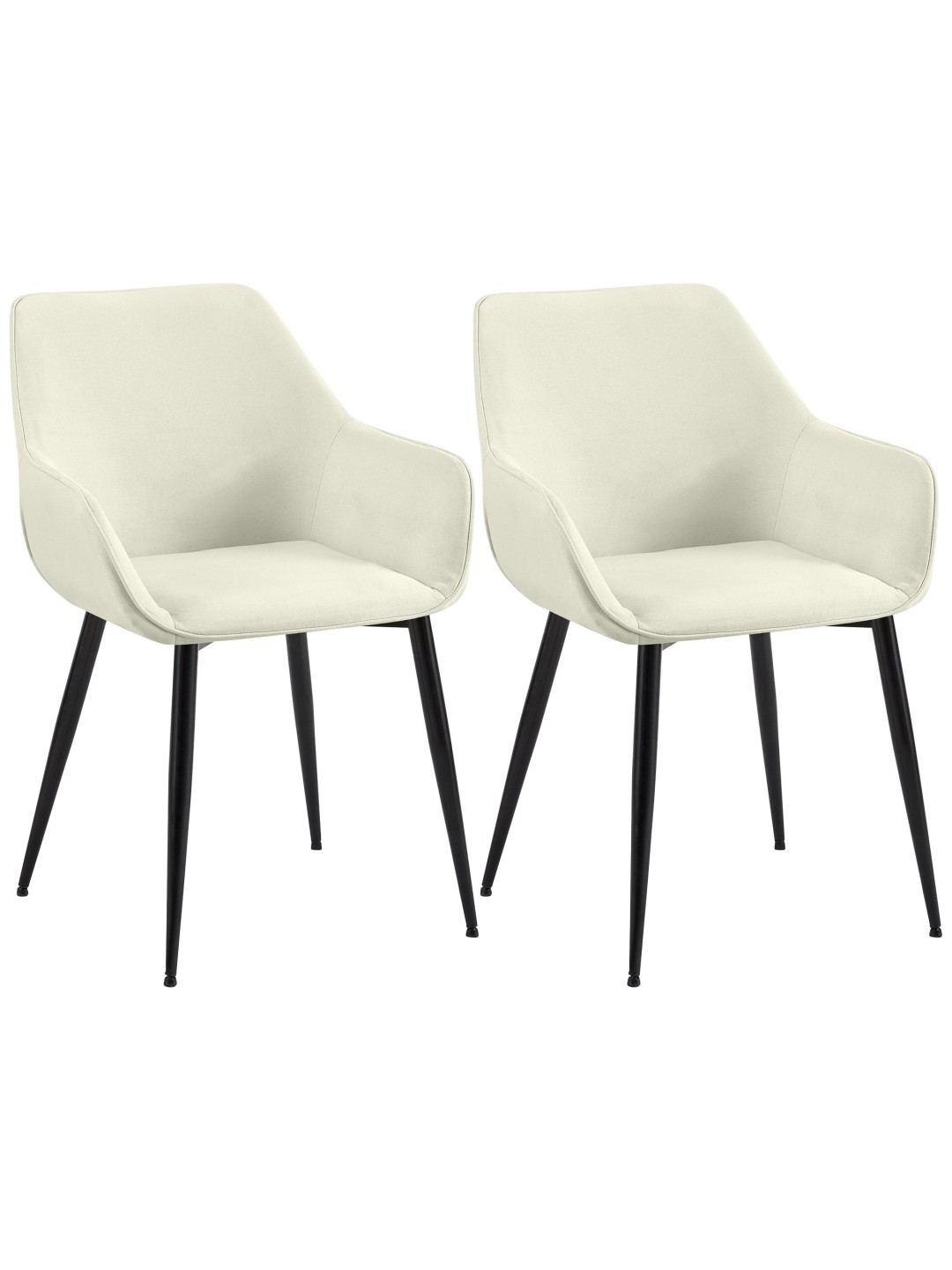 Lot de 2 chaises de salle à manger tissu Vessa, crème