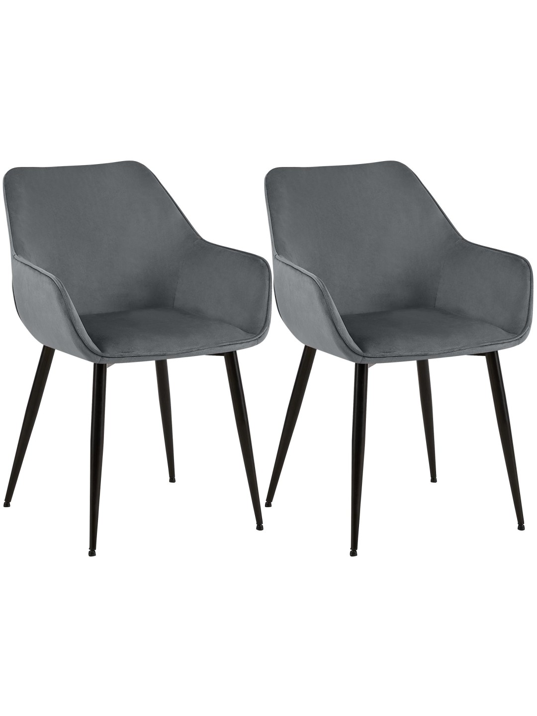Lot de 2 chaises de salle à manger Vessa velours, gris foncé
