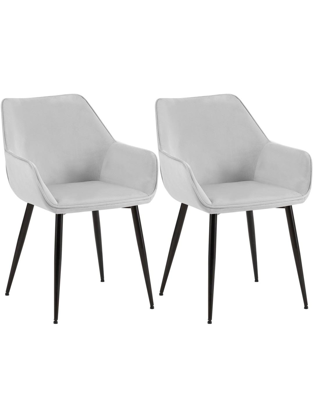 Lot de 2 chaises de salle à manger Vessa velours, gris clair