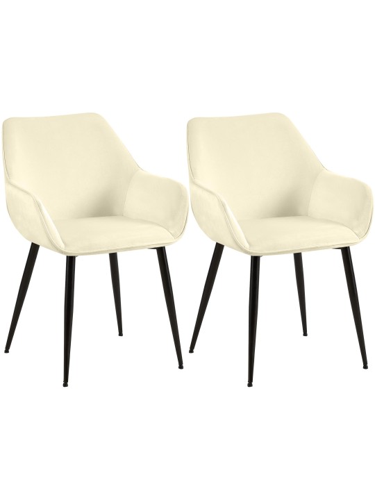 Lot de 2 chaises de salle à manger Vessa velours, crème Lot de 2 chaises de salle à manger Vessa velours, crème