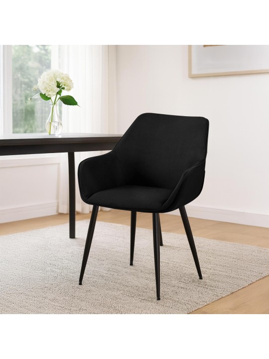 Lot de 2 chaises de salle à manger tissu Vessa, noir
