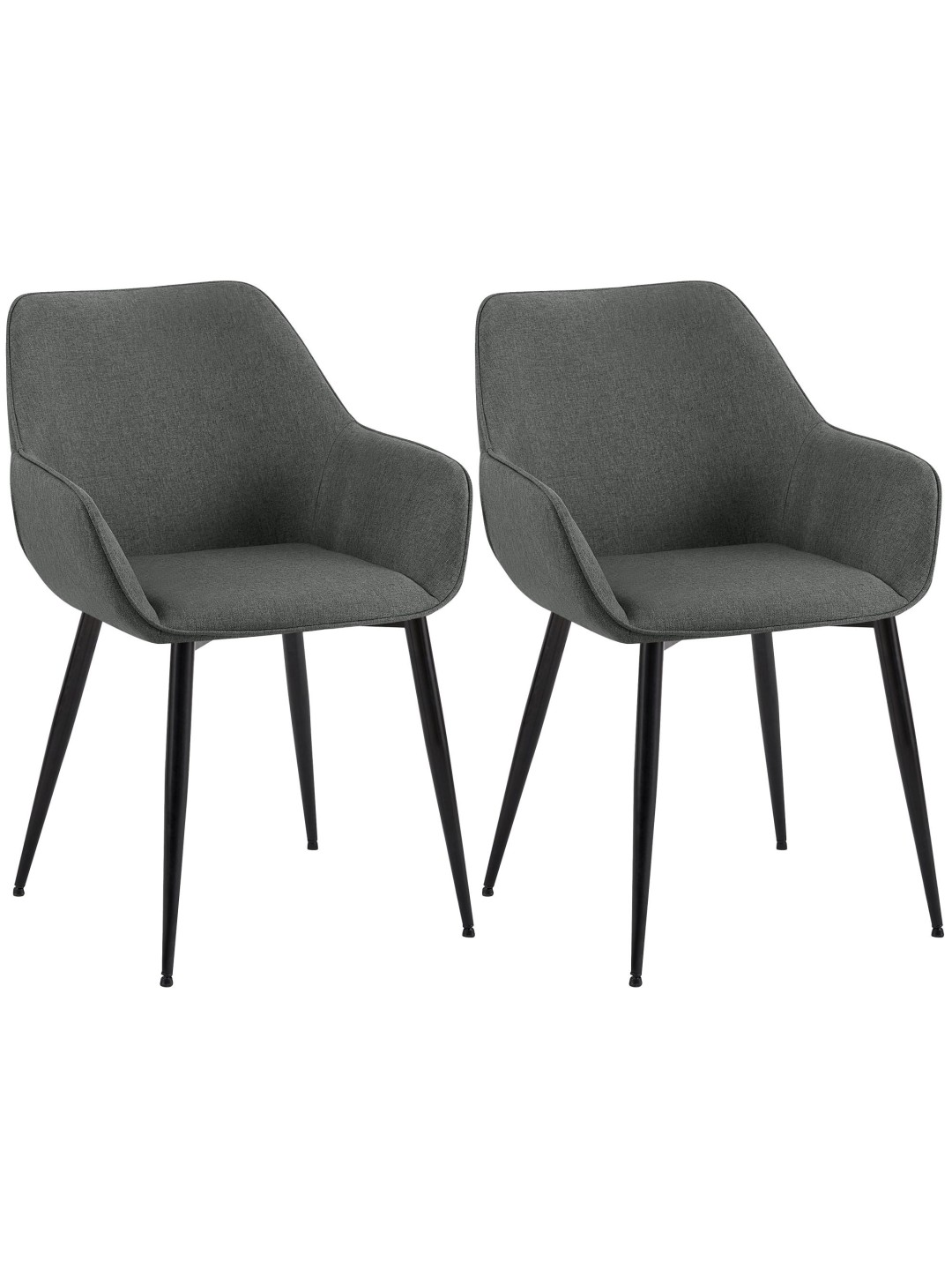 Lot de 2 chaises de salle à manger tissu Vessa, gris foncé
