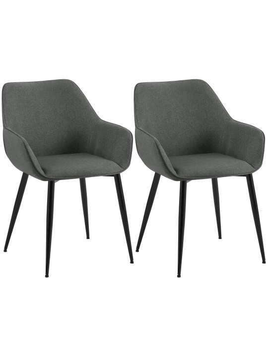 Lot de 2 chaises de salle à manger tissu Vessa, gris foncé