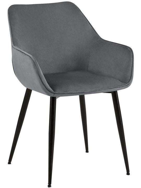 Chaise de salle à manger Luena velours, gris foncé