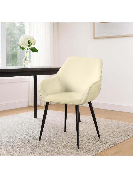 Chaise de salle à manger Luena velours, crème