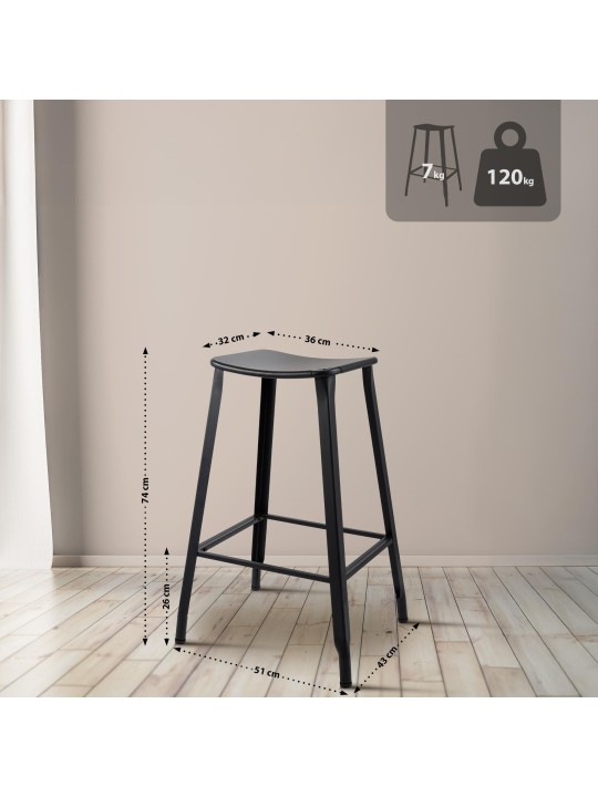 Tabouret de bar Pivoine, noir