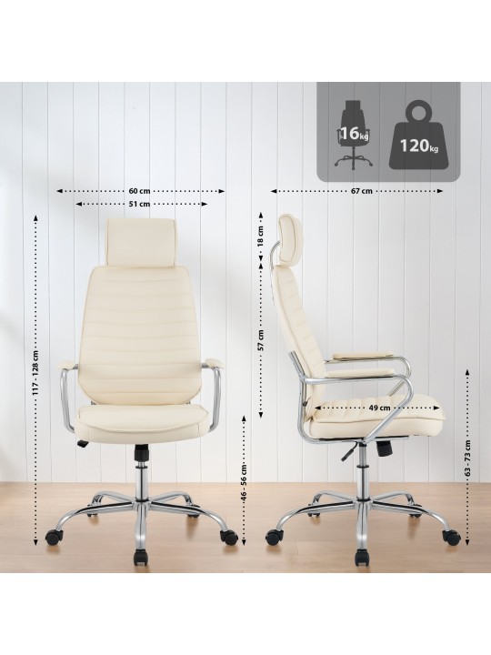 Chaise de bureau Rako, crème
