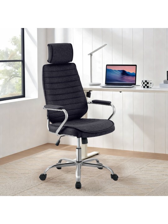 Chaise de bureau Rako tissu, noir