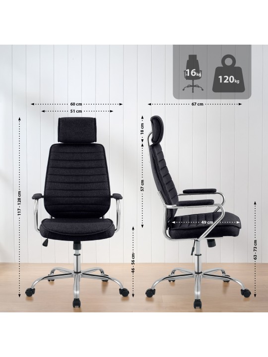 Chaise de bureau Rako tissu, noir