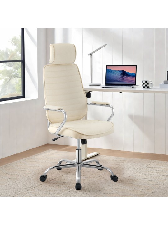Chaise de bureau Rako tissu, crème