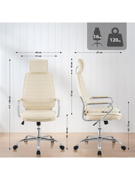 Chaise de bureau Rako tissu, crème