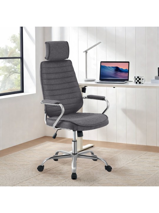Chaise de bureau Rako tissu, gris foncé